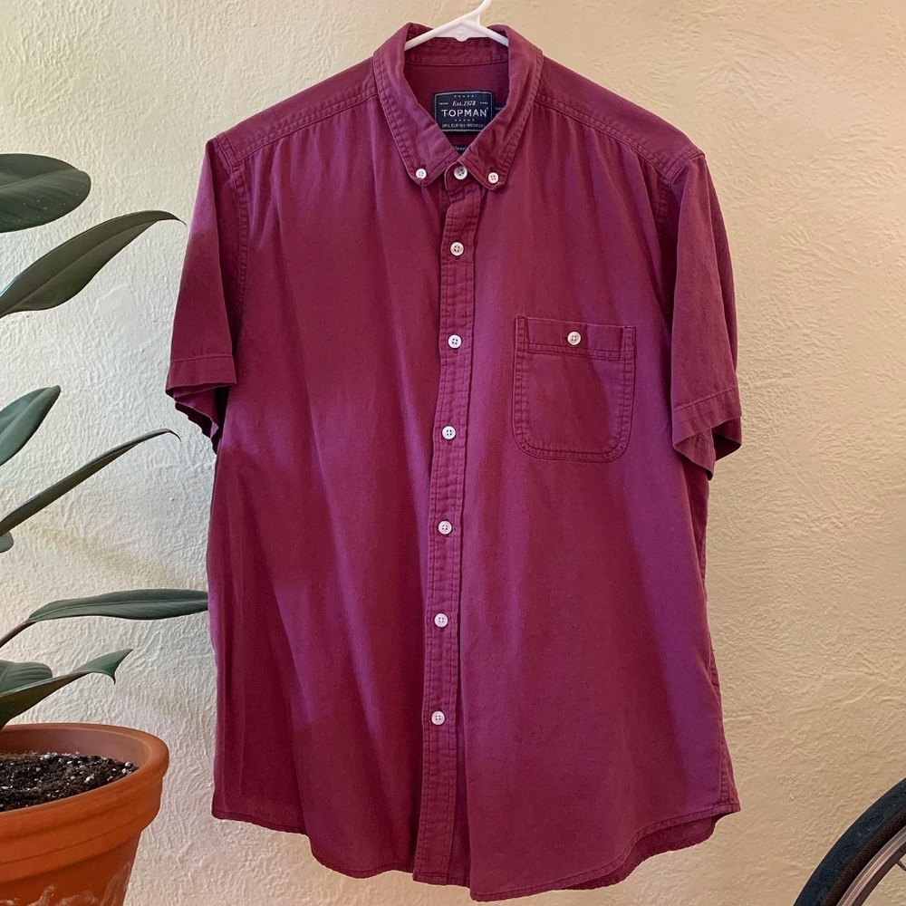 Topman Men's L Short Sleeve Button Down Shirt